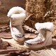 COMMEZOEY爱斯基摩3D勾线民族风防水24CM羊皮毛一体雪地靴女