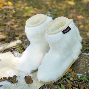 A级进口ding奢山羊毛18CM爱斯基摩羊皮毛一体雪地靴女 巨好穿