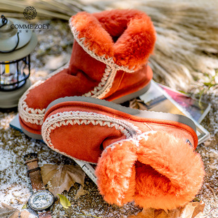 高级小众设计本命色爱斯基摩18CM羊皮毛一体氛围感雪地靴女