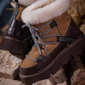 强推 重工防水厚底5cm防滑酷飒登山皮毛一体时尚 滑雪休闲雪地靴女