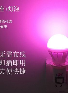 LED插电氛围灯小夜灯卧室浪漫粉色补光紫色气氛灯变色拍照粉紫灯