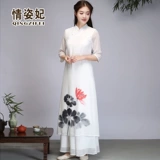 Летнее платье, ретро ципао, длинная юбка, китайский стиль