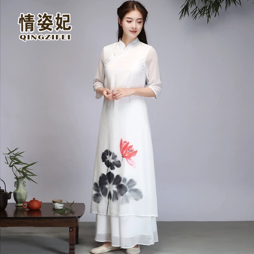 Летнее платье, ретро ципао, длинная юбка, китайский стиль