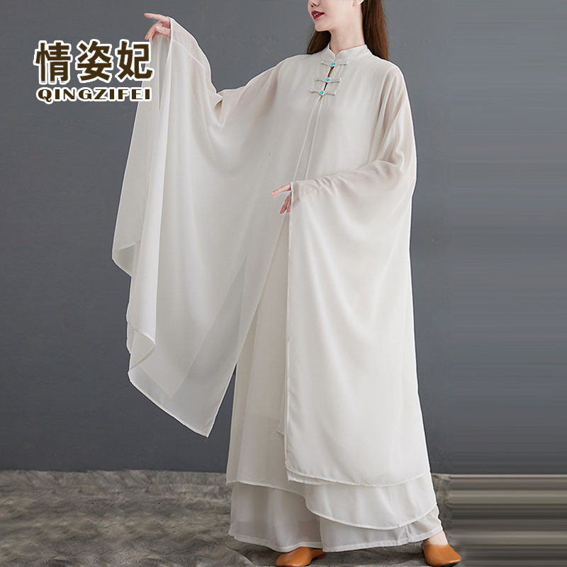 中式仙气禅舞服中国风文艺禅意女装茶禅服雪纺连衣裙民族舞蹈服装