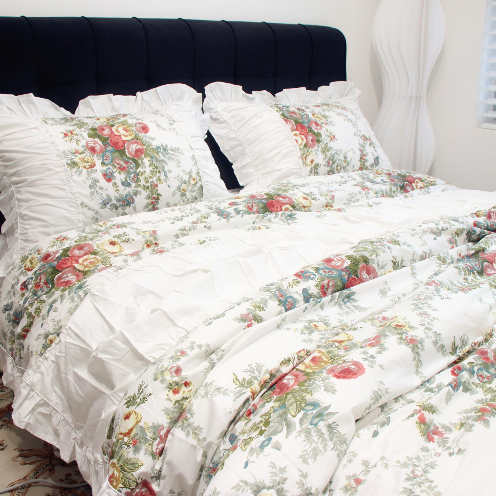 白色韩版田园风四件套纯棉花边被套床单床裙全棉韩式公主床上用品