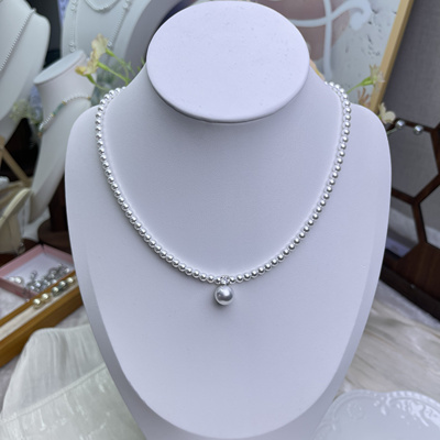 王妃款10mm冷白+4mm冷白施家小米珠项链豌豆磁吸扣