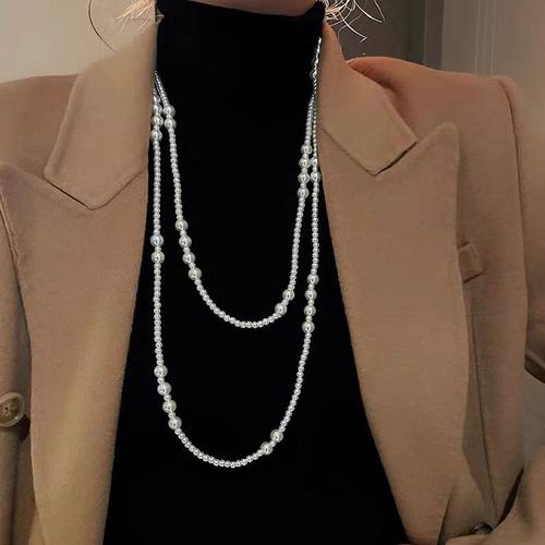 1.6米大小珠4m+8m赫本风长款施家珠毛衣链元宝扣