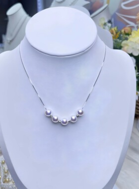 S925纯银链A级炫彩天女白8mm施家珠微笑链