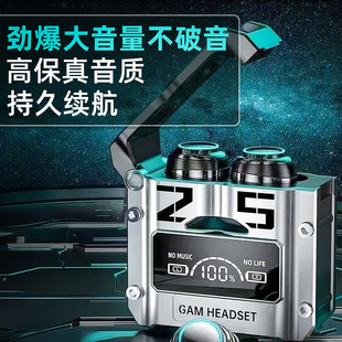 新款 低功耗电竞游戏数显耳 M25蓝牙耳机无线触控金属机甲风格