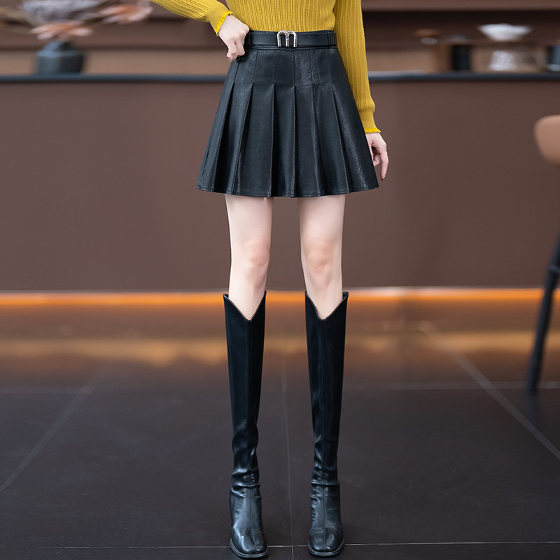 爆款女装春秋款百褶半身裙2025高腰显瘦辣妹皮裙短裙a字打底靴裙