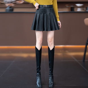 爆款女装春秋款百褶半身裙2025高腰显瘦辣妹皮裙短裙a字打底靴裙