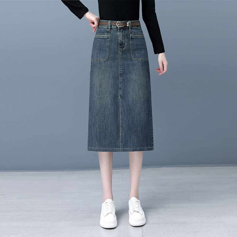 爆款女装高腰显瘦牛仔中长款春秋季2025新款开叉包臀半身裙a字裙,女装/女士精品,半身裙,淘宝优惠券,粉丝福利购,淘宝优惠卷