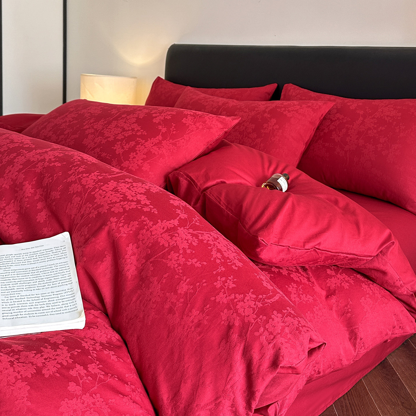 全棉四件套纯棉结婚4件套床上60支红色婚庆被套陪嫁床单新婚床品