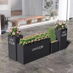 户外铁艺花箱组合隔断围栏室外市政不锈钢长方形花槽花坛架子定制