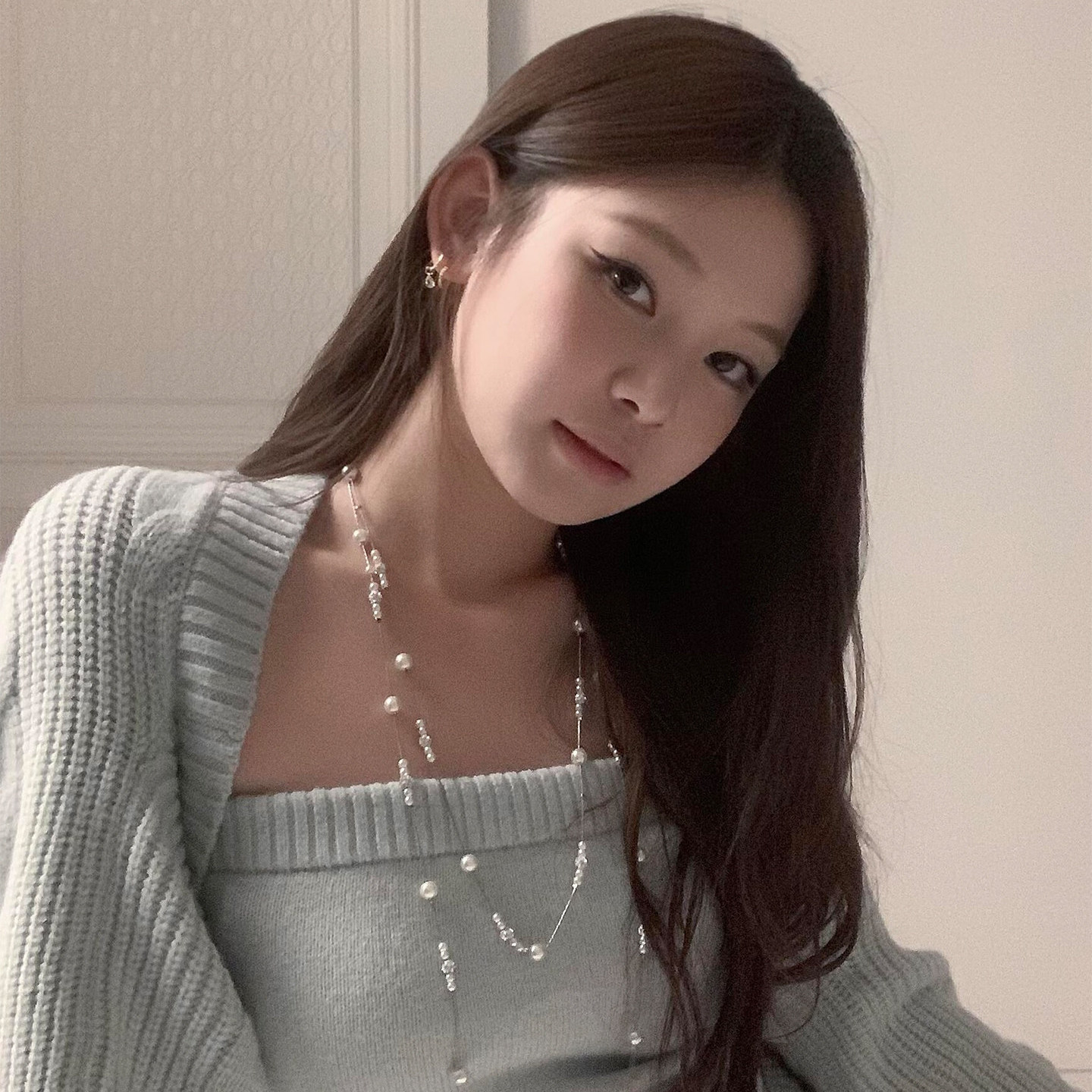 清冷千金风满天星珍珠叠戴项链女轻奢高级感锁骨链长款颈链毛衣链