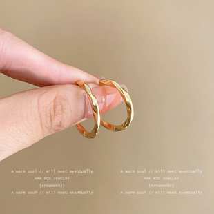 气质小巧扭曲圈圈耳环女2024年新款 潮小众设计感耳圈简约百搭耳饰