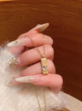 简约蛇骨链气质心形锆石项链合金配搭女性百搭时尚