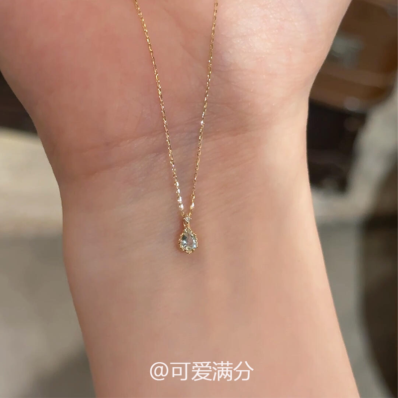 金色水滴吊坠极细项链女简约轻奢小众设计高级感气质百搭锁骨颈链