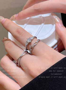 柏林情书~超闪锆石细款戒指女小众设计轻奢高级感2025新爆款指环