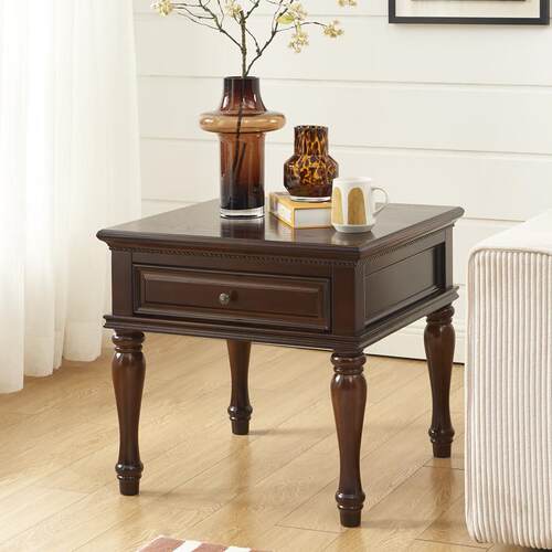 美式乡村实木客厅沙发方几边几