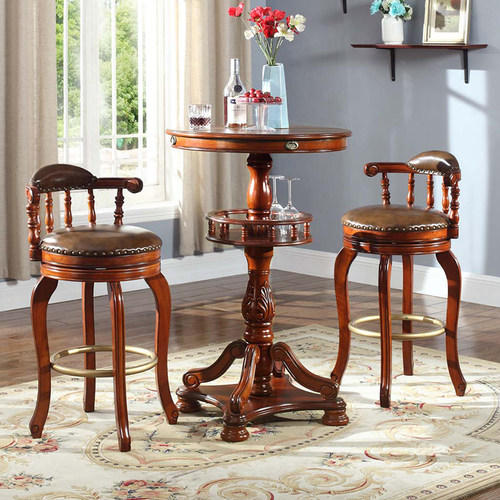 美式实木吧台椅子家用餐厅复古