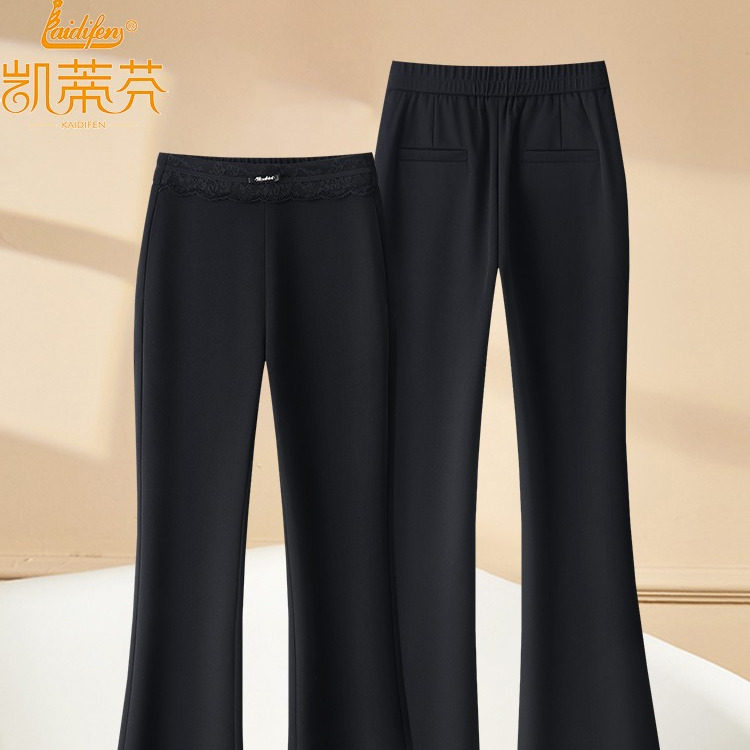 蕾丝微喇裤女松紧腰休闲2026春季图片