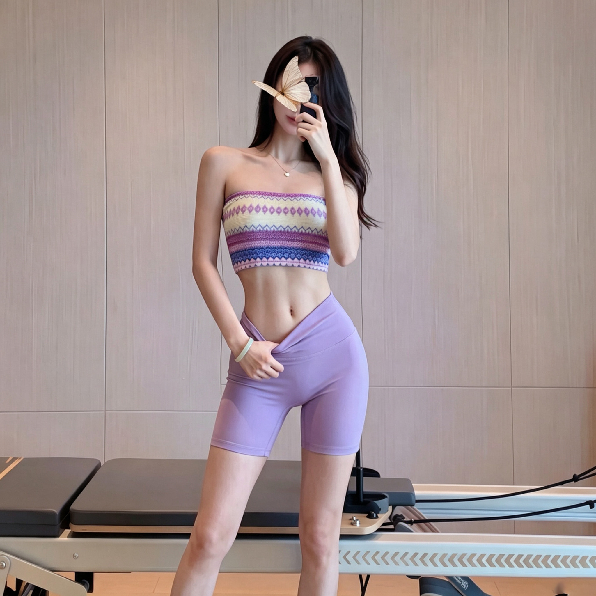 拍照好看的瑜伽服套装女度假风运动抹胸2026超火可外穿普拉提背心