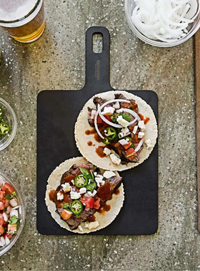 韩国塑料黑色手持方形菜板辅食菜板切菜带把手防霉抗菌