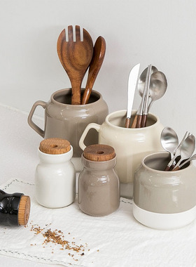 韩国进口tackaon陶瓷沥水筷子筒厨房筷子勺子叉子收纳筒盒子餐具