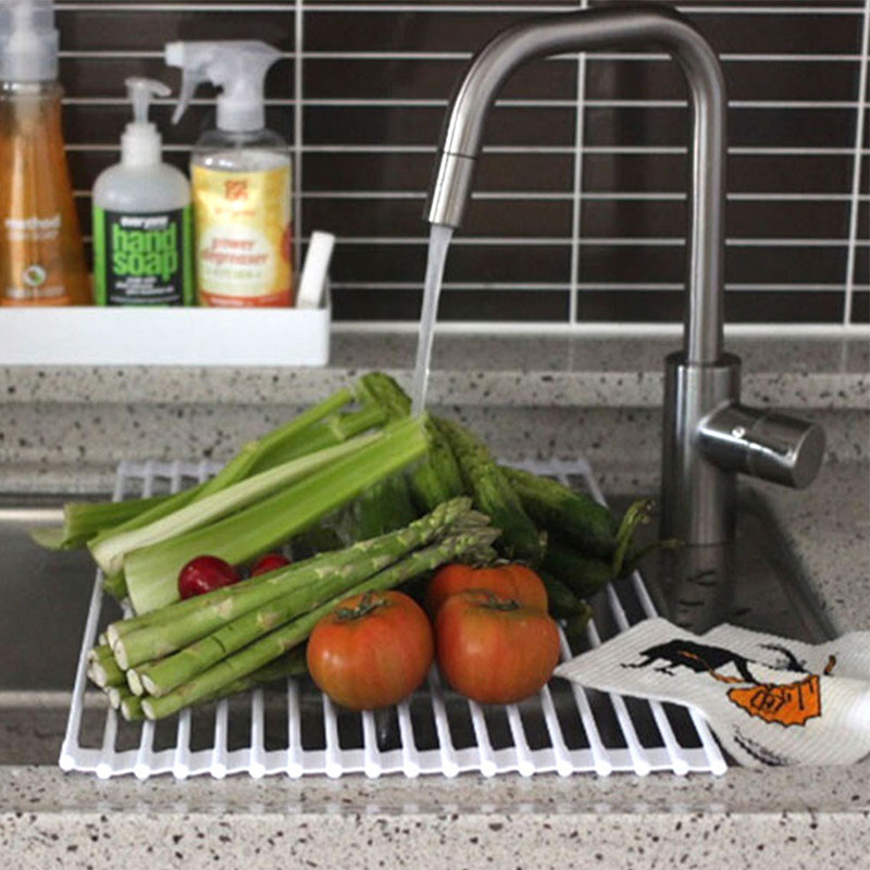 韩国厨房水池沥水网架水槽卷帘沥水碗碟收纳置物控水架可折叠收纳