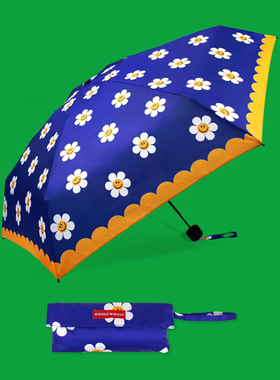 韩国wiggle蓝色太阳花伞高颜值晴雨两用超轻户外小巧防晒防紫外线