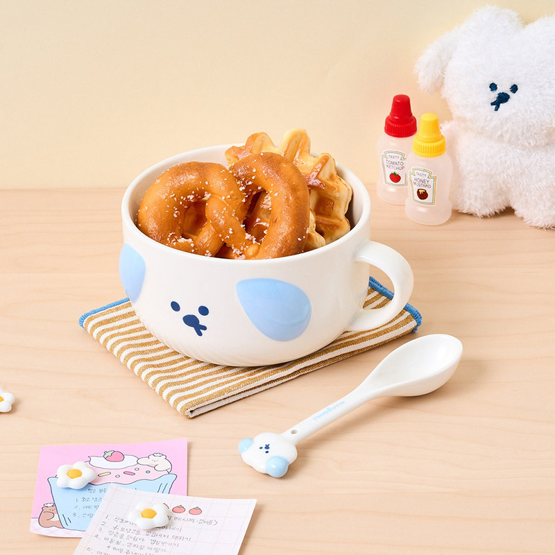 韩国BT家族黄油可爱早餐碗麦片酸奶宝宝碗陶瓷碗带勺子