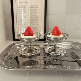 韩国bracket table 不锈钢杯垫欧式宫廷风碟子下午茶餐具甜点盘子