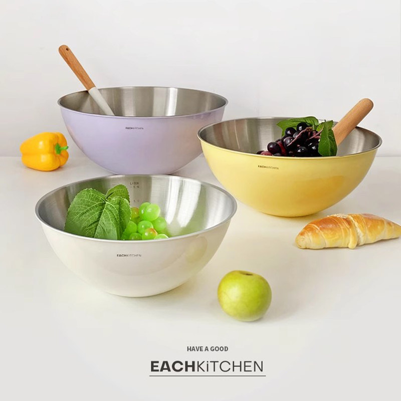 韩式洗菜盆家用不锈钢洗水果食品304加厚带刻度和面烘焙盆沙拉盆,餐饮具,盆,淘宝优惠券,粉丝福利购,淘宝优惠卷