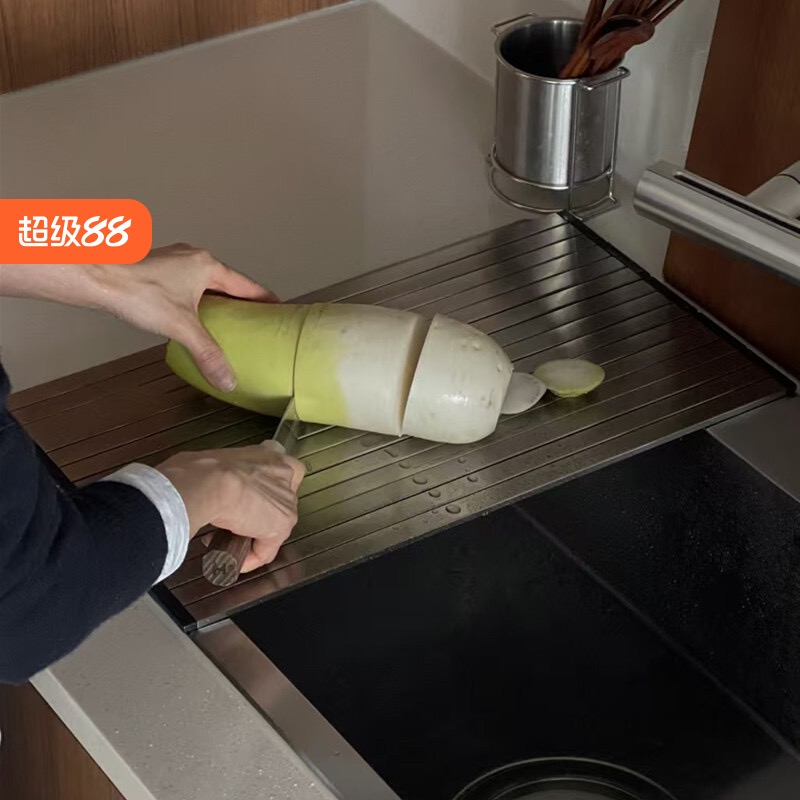 韩国ins博主同款不锈钢沥水架碗碟收纳架折叠多用水槽置物架切菜