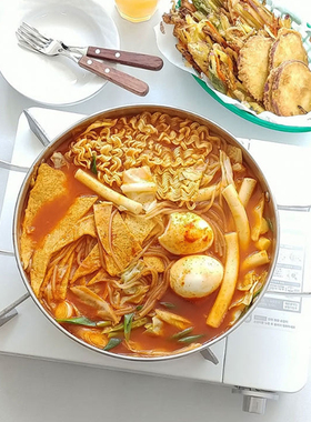 韩国KAMOME 双耳304不锈钢平底锅汤锅关东煮锅寿喜锅炖锅