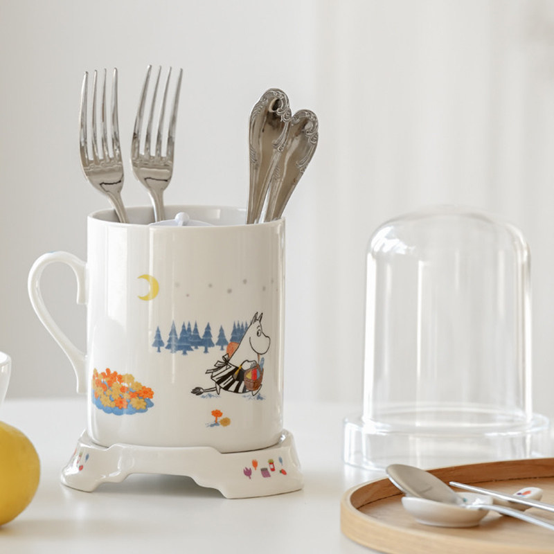 韩国进口姆明 moomin陶瓷餐具笼架smf筷子筒收纳盒沥水勺叉筒套装,餐饮具,餐具笼/架,淘宝优惠券,粉丝福利购,淘宝优惠卷