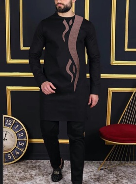 Kaftan Men Outfits Kaunda Suit中东阿拉伯男士套装民族传统服饰