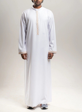 穆斯林男士长袍中东迪拜袍子长款民族风长衫Muslim Thobe Robe