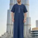 Muslim 迪拜长袍男士 刺绣宽松圆领民族服饰中东土豪长袍长衫 Robe
