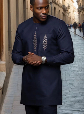 Kaunda Men Suit Set African Outfit男士非洲民族休闲上衣+裤子