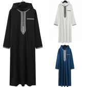 Men Robe Thobe Muslim Long Dress刺绣宽松连体衣大褂立领休闲