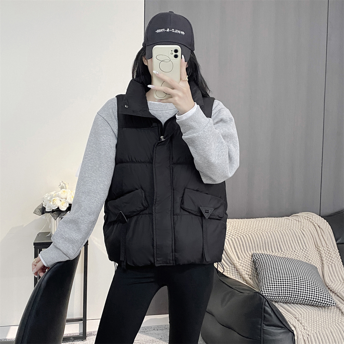 拉链韩版常规立领口袋