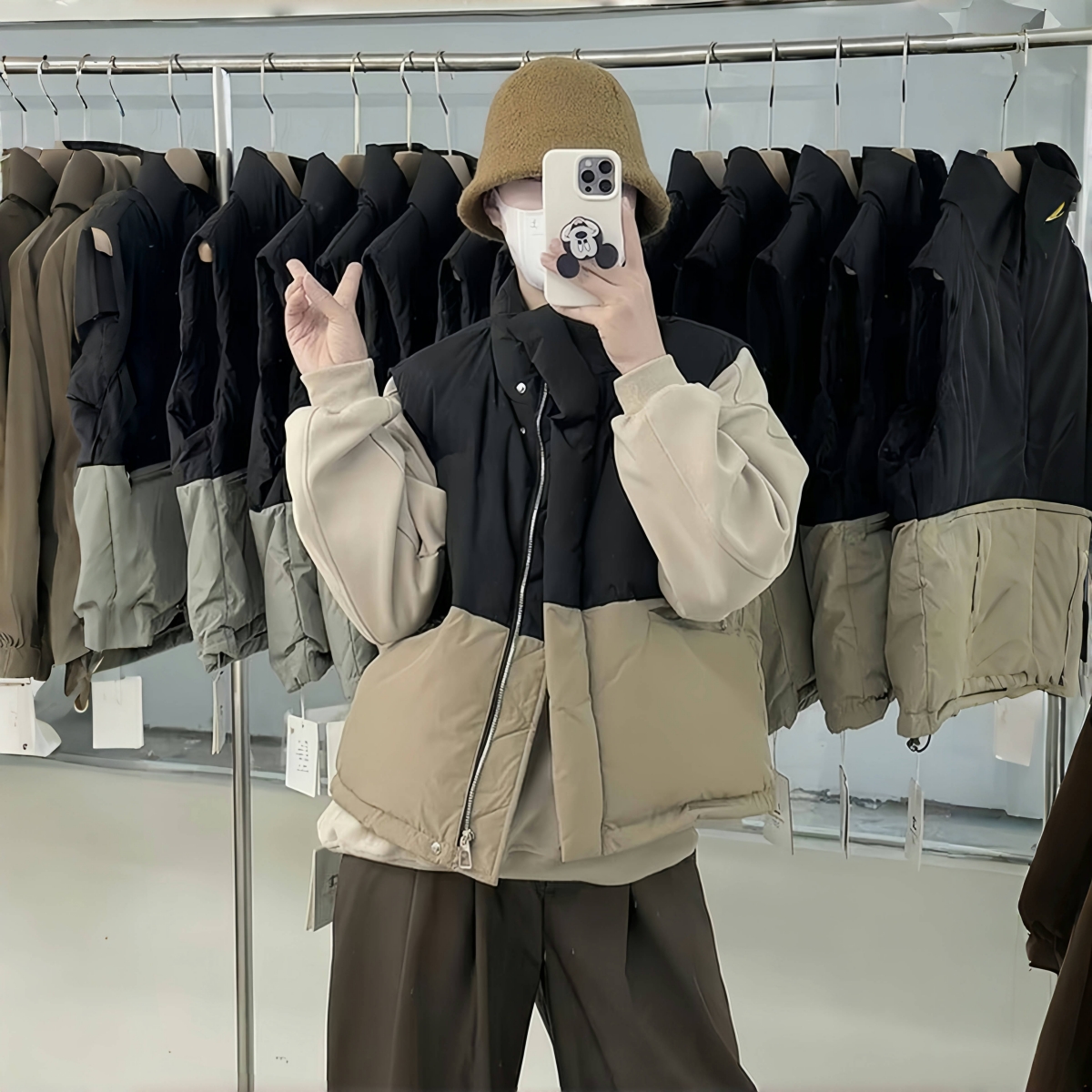 拉链通勤常规立领拼色