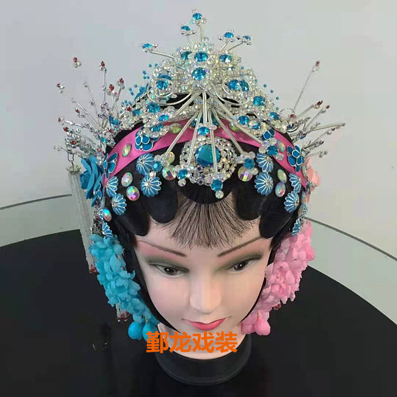 2021年京剧越剧碧玉簪小姐小旦花旦青衣夫人水钻一体包头头套