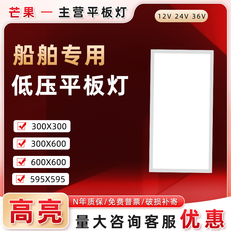 24v集成吊顶灯300*600 36v低压平板灯12V船舶专用led灯方型照明灯