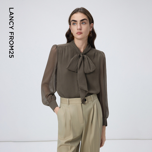 飘带领衬衫 新款 朗姿25高级感设计感衬衣上衣冬季 女 Basic衣橱
