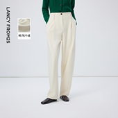 朗姿设计感白色香蕉裤 子2025年冬季 阔腿裤 新款 复古百搭高腰休闲裤
