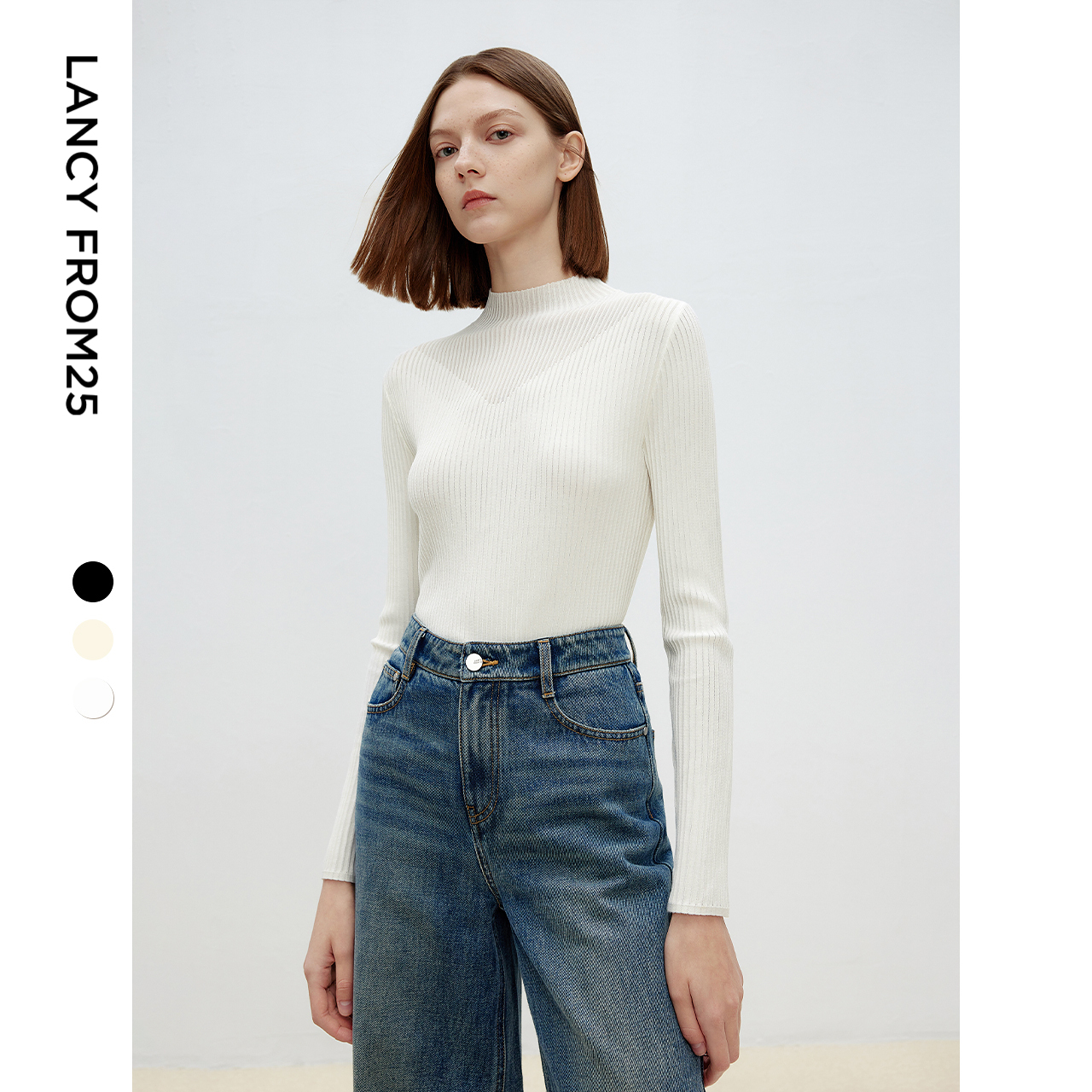 朗姿可机洗法式高级感显瘦短款毛衣2024年新款百搭打底毛针织衫