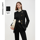 裤 短外套 高智气质设计感修身 装 朗姿纯羊毛黑色2025年春季 女 新款